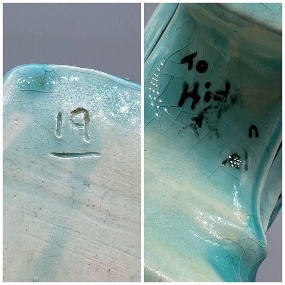 Vintage Turquoise Ceramic Shoe Figurine Fancy Detailing Glass Slipper - Picture 2 of 10